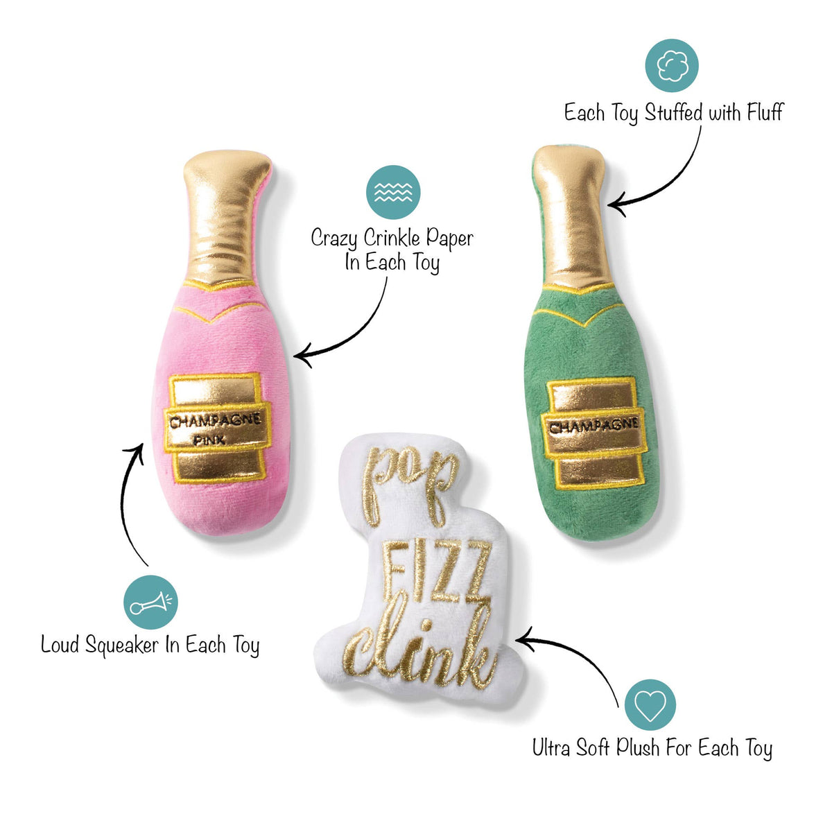 FEELIN' BUBBLY 3PC DOG TOY SET