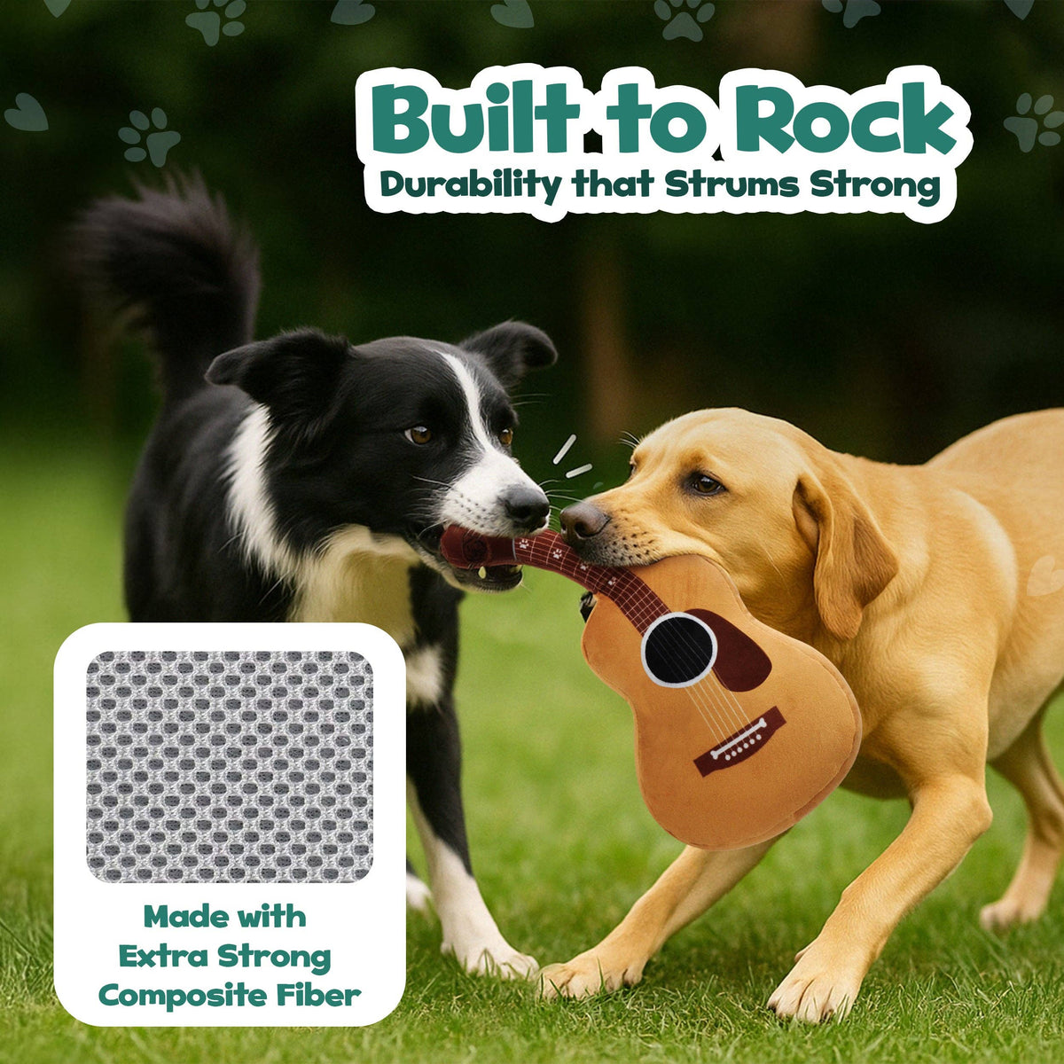 Guitar Dog Toy – Plush & Crinkle, Fun Dog Gift for Christmas