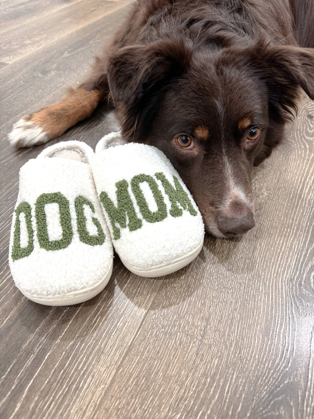 Dog Mom Slippers - Green
