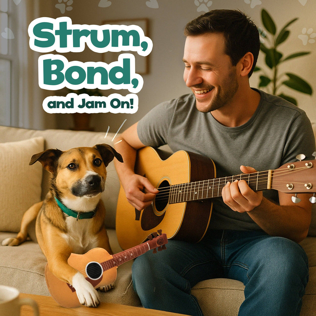 Guitar Dog Toy – Plush & Crinkle, Fun Dog Gift for Christmas