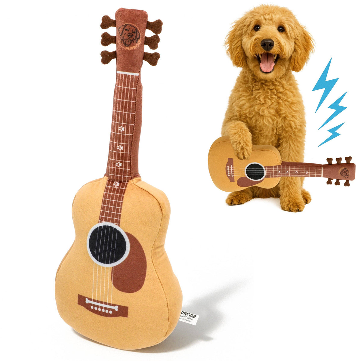 Guitar Dog Toy – Plush & Crinkle, Fun Dog Gift for Christmas