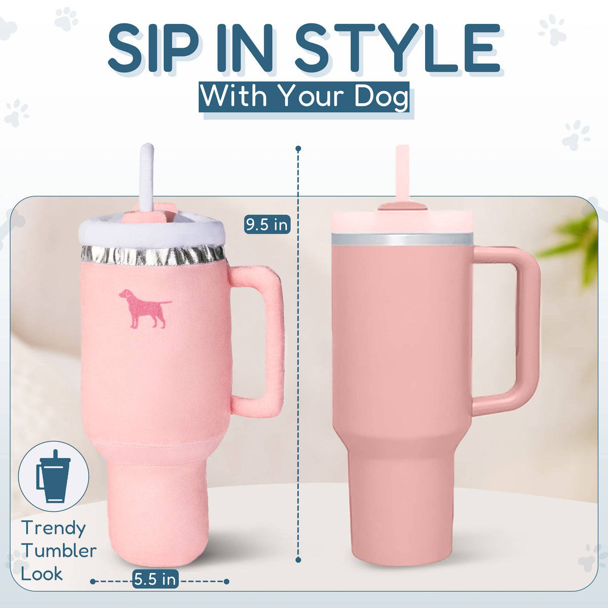 Pup Cup Tumbler Dog Toy- Plush & Squeaky Dog Toy Gifts