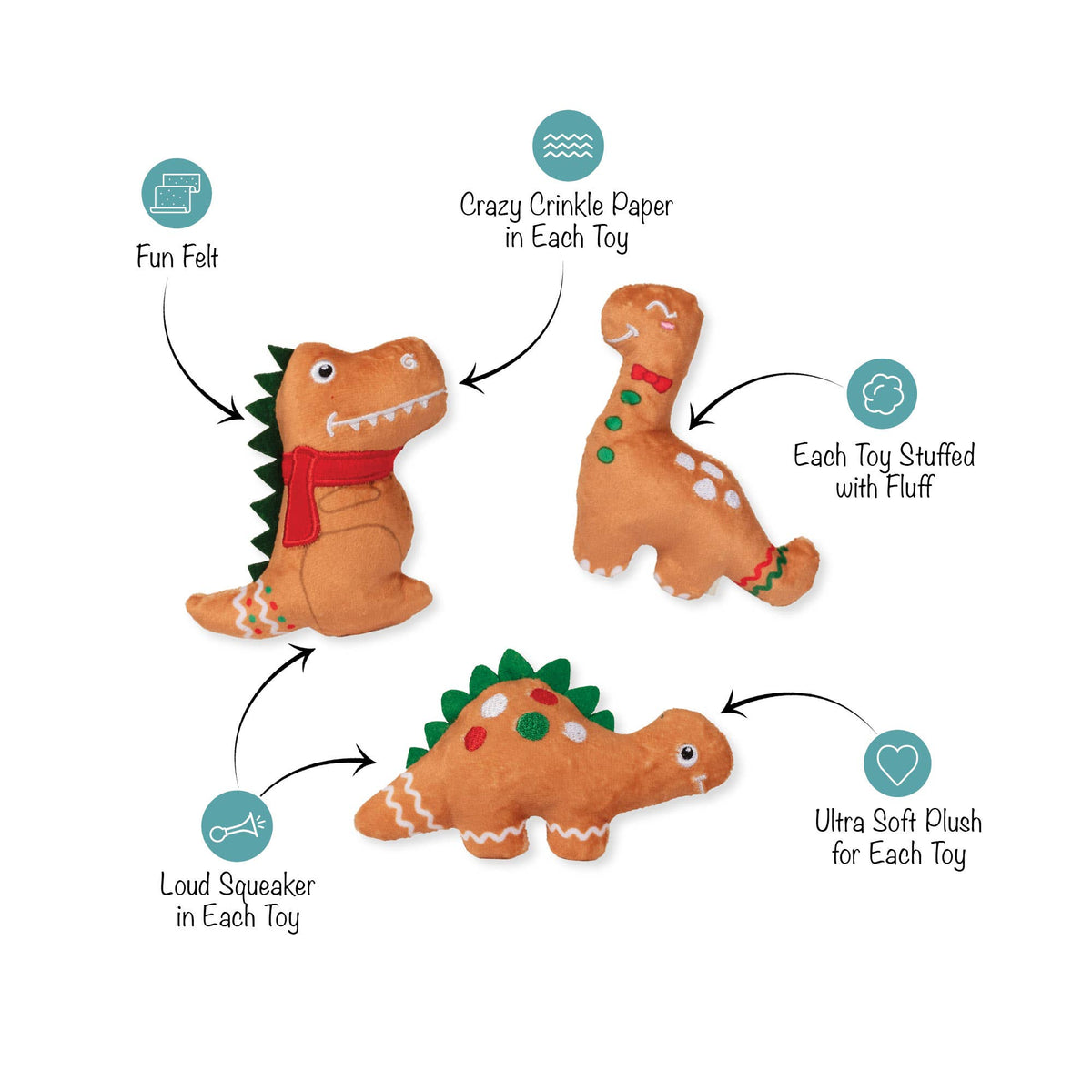 BAKING SPIRITS BRIGHT 3PC DOG TOY SET