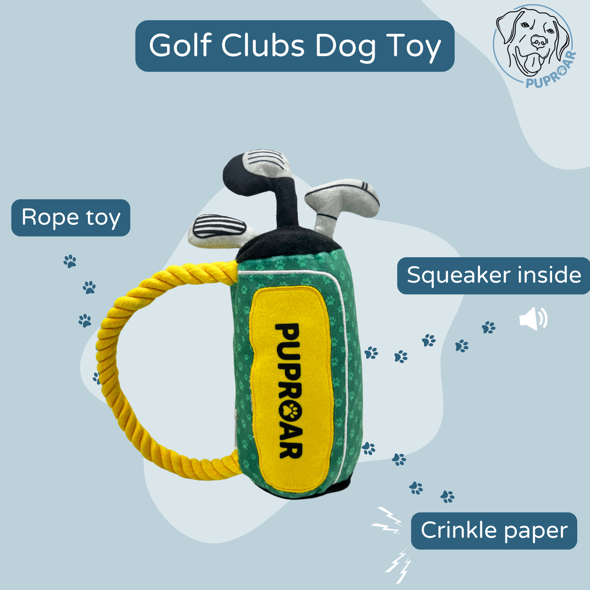 Golf Dog Toy- Squeaky and Crinkle Dog Toys- Pawfect Gift!